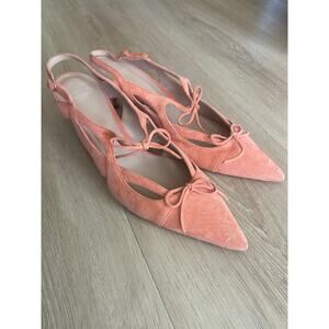 Scarosso x Paula Cademartori Cinderella slingback heels size 41 coral suede